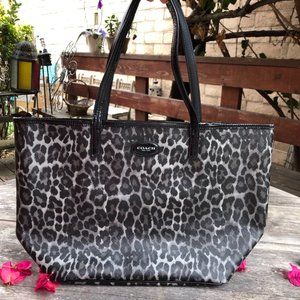 Coach Animal Print PVC Black Large Tote Bag